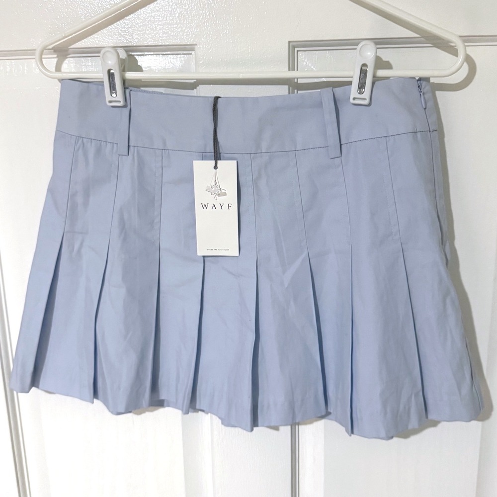 WAYF Light Blue Pleated Mini Skirt Size S NWT Preppy Academic Pastel Short Skirt